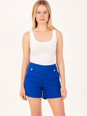 White House Black Market Pull on Short with Tab Detail Cobalt 6